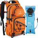 NOOLA Hydration Backpack with 3L Water Bladder - 22L Water Backpack for Hiking, Cycling, Running, Biking - Lightweight Hiking Pack Bag with Rain Cover, Phone Holder and Trekking Pole Holders, Orange
