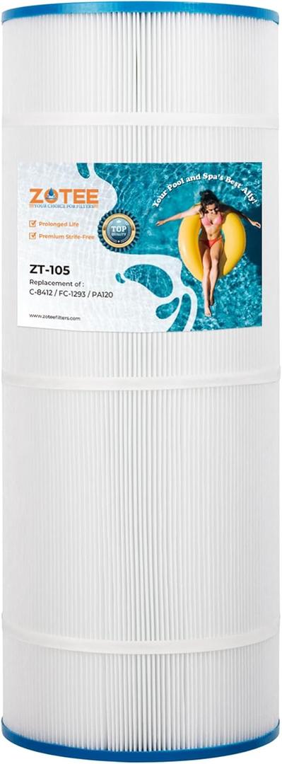 ZOTEE PA120 Swimming Pool Filter Replaces CX1200RE,C1200, C-8412,Darlly 81202,Filbur FC-1293,Waterway Clearwater II,Pro Clean 125,817-0125N,Aladdin 22002,120 Sq.Ft Pool Filter Cartridge,1 Pack
