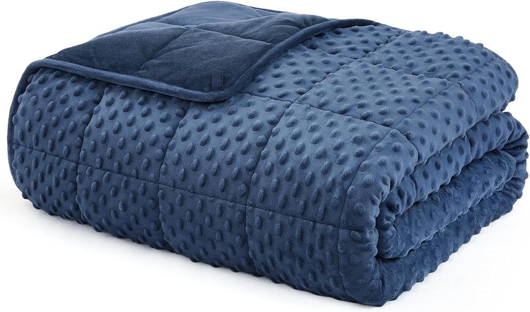 L'AGRATY Weighted Blanket for Adult - 80"x87" 25lbs Minky Dots Heavy Blanket with Glass Beads Soft Breathable for All-Season Summer Fall Winter Thick Comfort for Sleeping (23-Oceana)