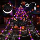 Halloween Spider Web Lights Decoration: 250 LED 16.4Ft Giant Light Up Spider Web Outdoor with 8 Lighting Modes, 5FT Large Spider, Stretch Cobweb for Yard Garden Haunted House Lighted Decor