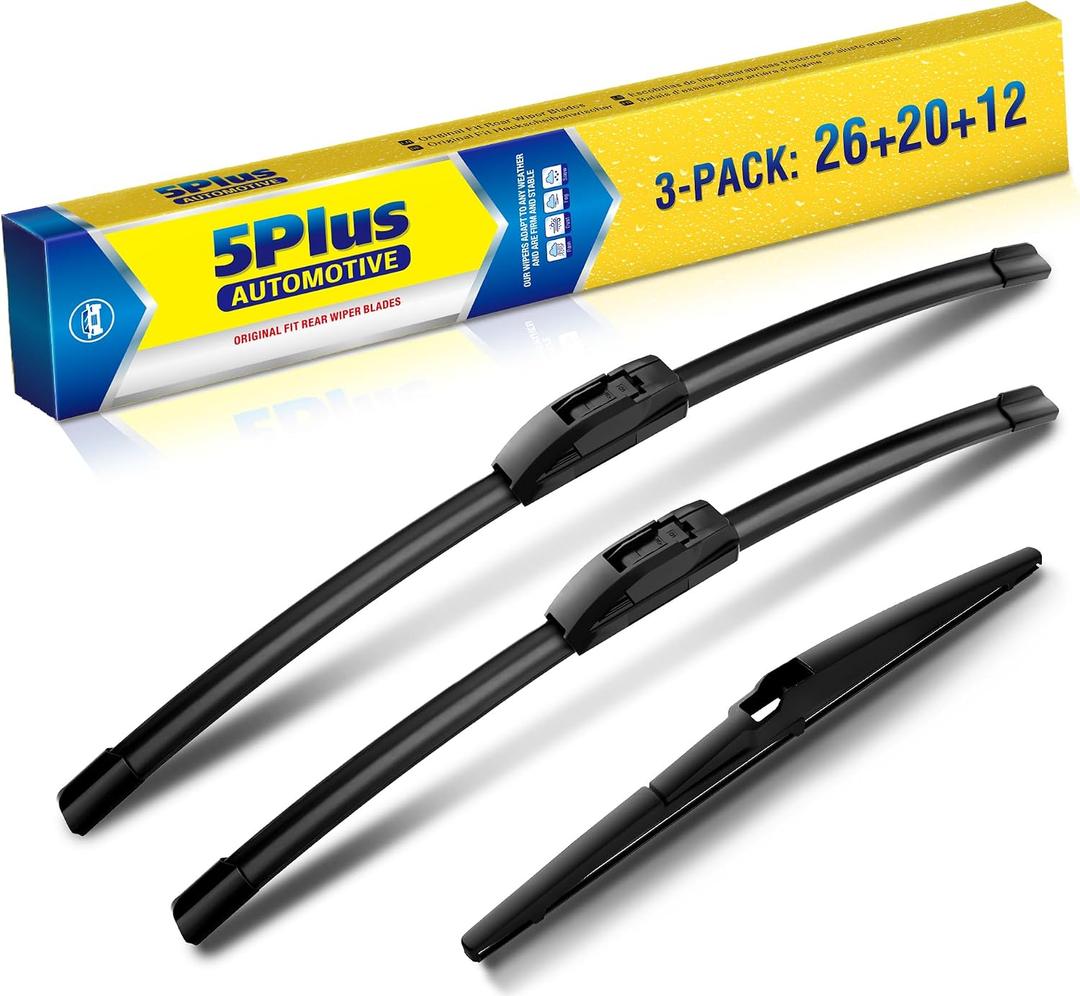 5 PLUS® 26"+20"+12" Windshield Wipers Replacement for Toyota Highlander 2008-2019 / Sienna 2021-2024 Wiper Blades,Windshield Wiper Blades Original Equipment Replacement (Pack of 3)