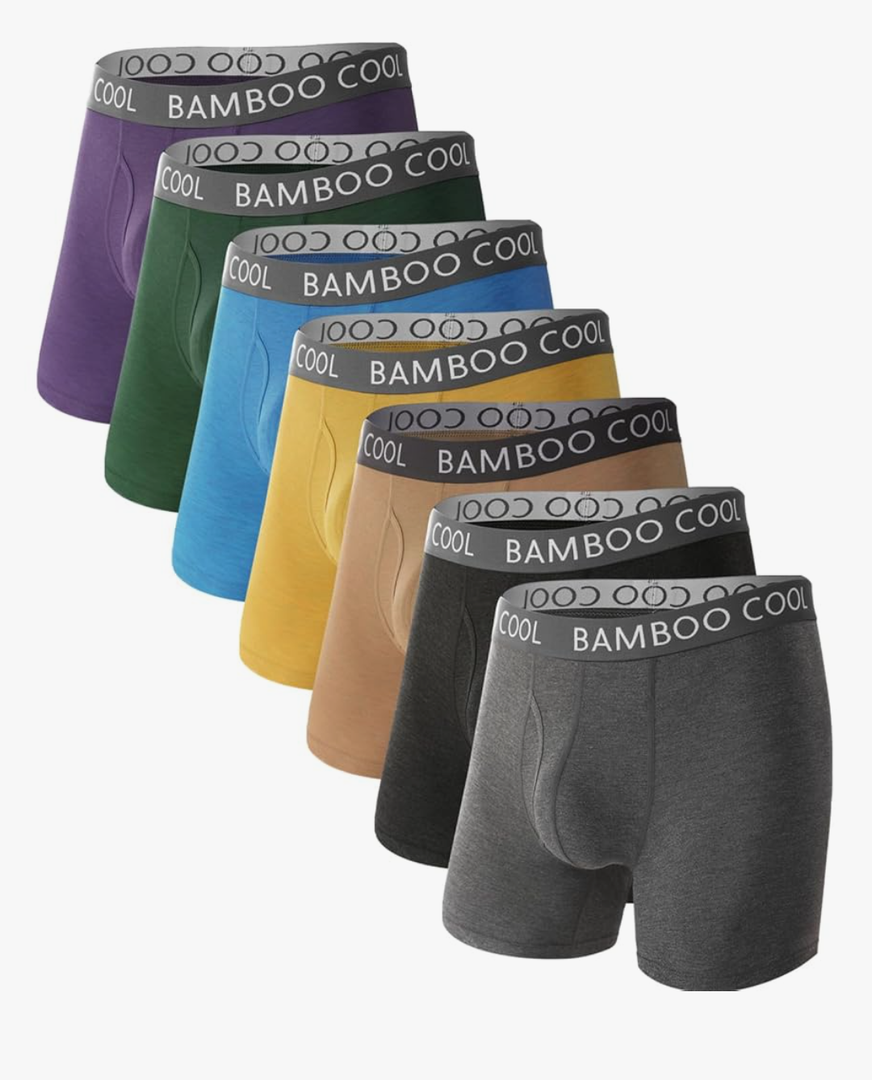 BAMBOO COOL Men's Ultra ComfortSoft Underwear, Moisture Wicking & Breathable No Ride Up Boxer Briefs with Fly, Multipack