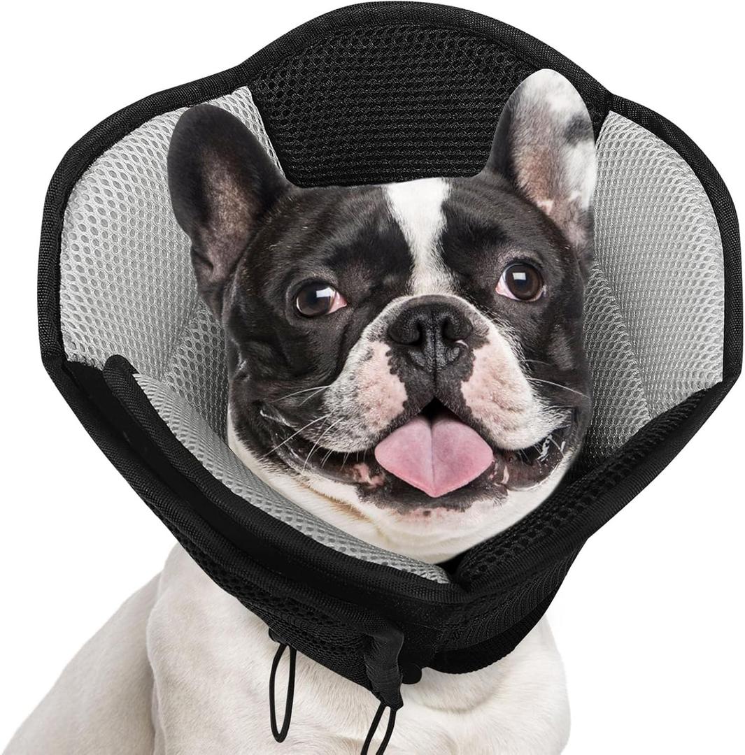 AOFITEE Dog Cone - Soft Dog Cone to Stop Licking, Comfy Cones for Dogs After Surgery, Adjustable Dogs Cones Collar Elizabethan Pet E-Collar for Medium Pets, Pet Recovery Collar, Black, Medium