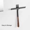 Shower Squeegee for Glass Doors, Streak-Free Silicone Window Cleaner with Detachable Wood Handle & Hook, Rust-Proof Bathroom Squeegee for Mirror, Tile Wall, Car Windshield, 10 Inch Black
