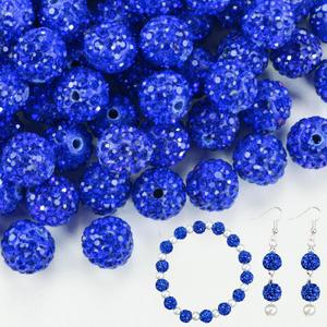 180pcs 10mm Rhinestone Clay Beads for Jewelry Making, Blue Crystal Round Disco Ball AAA+ Grade Beads Bulk, Sparkly Diamond Bling Baseball Beads for Necklace Bracelet Earring DIY Supplies