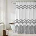 Printed Shower Curtain Set: Hand-Drawn Chevron Modern Geometric Shower Curtain, Zigzag Pattern Waterproof Fabric, Bohemian Bathtub Bathroom Decorations Home Dcor with Hooks, 72" x 72"