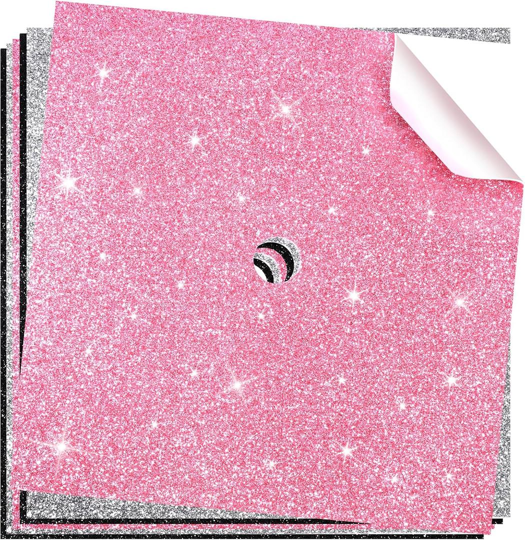 TERAYVIX Graduation Cap Decorations kit Graduation Cap Topper Blank, 6 Pcs Glitter Cardstock with Self-Adhesive for DIY Grad Cap Decorations