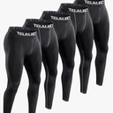 TELALEO 5 Pack Men's Compression Pants for Workout, Running, Basketball - Sports Baselayer Leggings, Size M