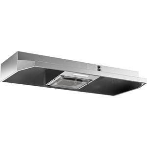 FIREGAS Range Hood 36 inch Under Cabinet, Ducted/Ductless Convertible Kitchen Hood, Stainless Steel Vent Hood with LED Light,2 Speed Exhaust Fan, Silver