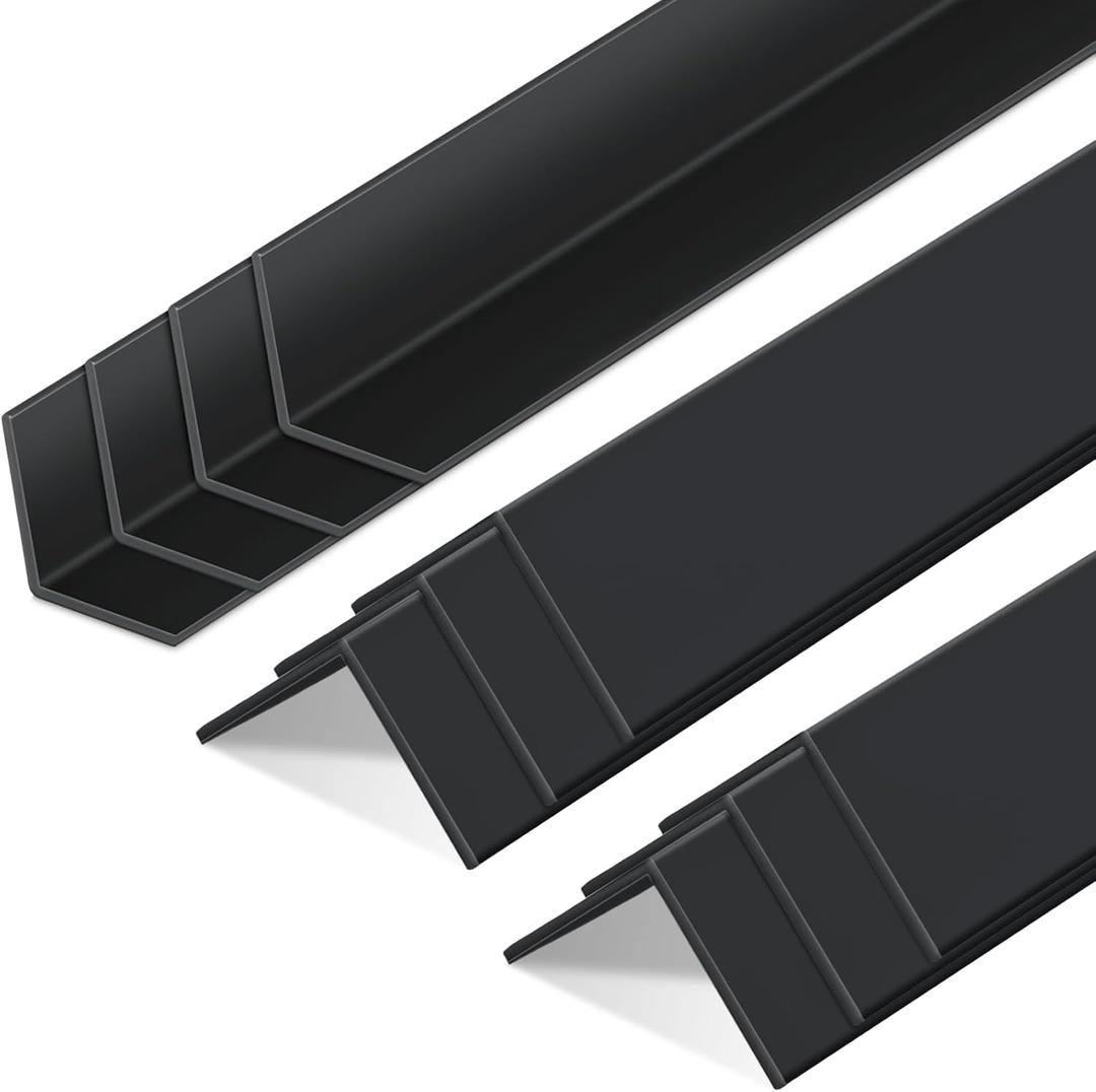 Sasylvia 10 Pcs Wall Corner Protector Guards, Vinyl 1 x 36 Inch Corner Trim Molding, Avoid Scratching Scuffs, Ease Install and Cleaning for Door Countertop Furniture Cabinet Protection, Black