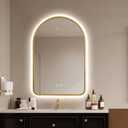 30"x20" Arched LED Bathroom Mirror, Wall Mounted Backlit Mirror with Lights Fog Free Lighted Framed Mirror Smart Anti-Fog 3 Color Temperatures Adjustable Brightness Gold