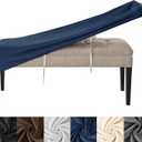 HFCNMY Dining Bench Cover, Stretch Velvet Bench Covers Slipcover Washable Bench Seat Covers for Dining Room Blue