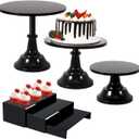 6PCS Cake Stand Set, Red Metal Cake Stands for Party, Dessert Table Display Set, 3 Size Round Cake Pedestal Stand with Cupcake Risers Stands, Dessert Cake Holders for Weddings, Birthday, Baby Shower