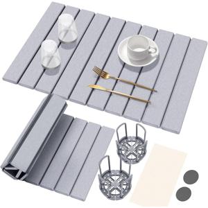 Large Stone Dish Drying Mat for Kitchen Counter, 23" x 16", Eco-friendly, Instant Drying Pad, Stone Dish Drying Mat Foldable, Super Absorbent, Suitable for kitchen or bathroom.Comes with dish rack