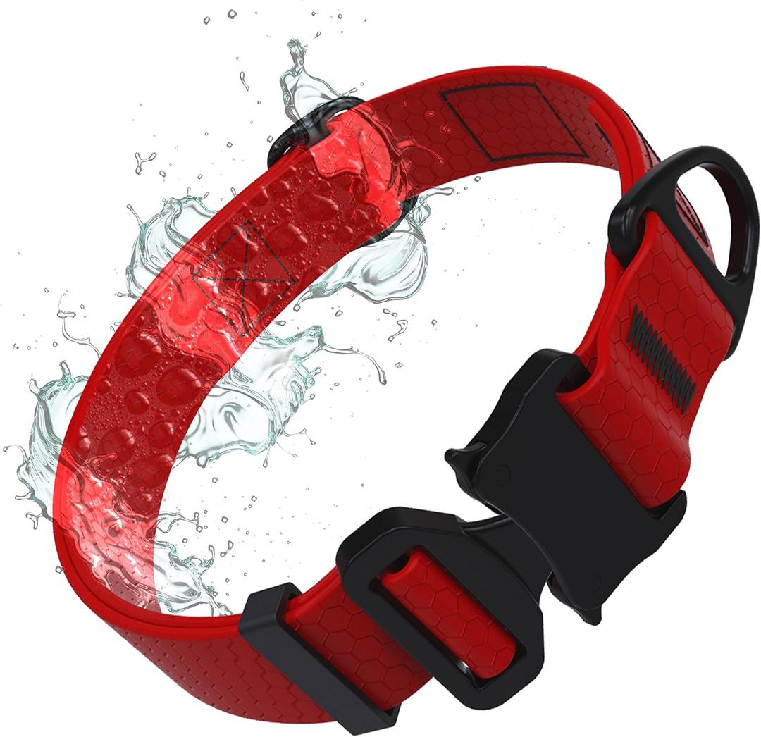 Tuff Pupper Waterproof Action Collar for Dogs | Heavy Duty Water Proof Dog Collar | Tear Proof & Odor Free | Rust-Proof Metal Hardware | Tactical Quick Release Buckle | for Adventurous, Active Dogs, Size: Large 17 - 24"