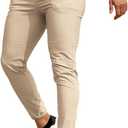 Men's 4-Way Stretch Slim Tapered Fit Golf Joggers -30" 28" 26" Inseam Nylon (Light Khaki)