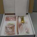 Jenseits Pink Bathroom Accessories Set, 4 Pcs Glass Bathroom Accessory Sets, Soap Dispenser, Toothbrush Holder, Qtip Holder, Vanity Tray, Housewarming Dorm Apartment Decor Home Essentials Gift For Her