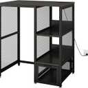 Kitchen Bakers Rack with Power Outlet, Microwave Stand with Drawer, Mini Fridge Stand with Adjustable Shelves,Mini Fridge Cabinet Suitable for Dining Room, Dorm,Home, Black