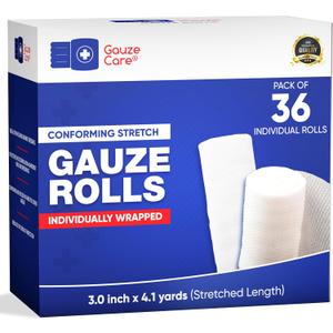 Gauze Rolls 3 inch 36 Rolls  Premium Quality Lint and Latex-Free Rolled Gauze 3 inches x 4.1 Yards - Conforming Stretch Bandages Designed for Effective Wound Care & Comfort