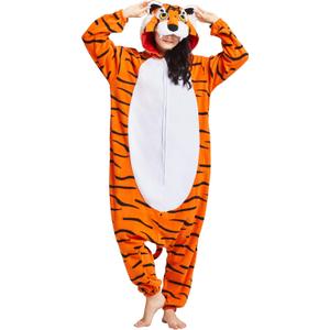 DarkCom Onesie Christmas Pajamas Adult Animal Halloween Costume Cosplay Tiger One Piece Unisex Homewear Polar Fleece Sleepwear X-Large