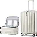 Hanke 26 Inch Large Luggage Suitcase Top Opening Aluminum Frame Travel Luggage Hard Shell Suitcases with Wheels for Woman Men.(Ivory white)