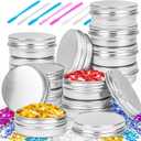 16Pack 2oz Tin Jars, 60ml Metal Tin cans, 2Ounce Aluminum tin can jar Containers with Screw Lid for Lotion Bars, Spices, Salve, Balms, Beard Balm, Toiletries, Creams, Samples, Makeup Cosmetic (Silver)