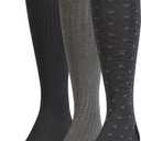 GOLDTOE Men's Over-The-Calf Dress Socks, 3-Pairs, Black/ Charcoal, Large