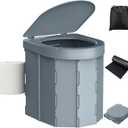 Portable Camping Toilet, Folding Toilet for Adults with Lid and Retractable Toilet Paper Holder, Waterproof Porta Potty with Carry Bag and Disposible Liners for Hiking, RV Travel, Road TripsDark Gray