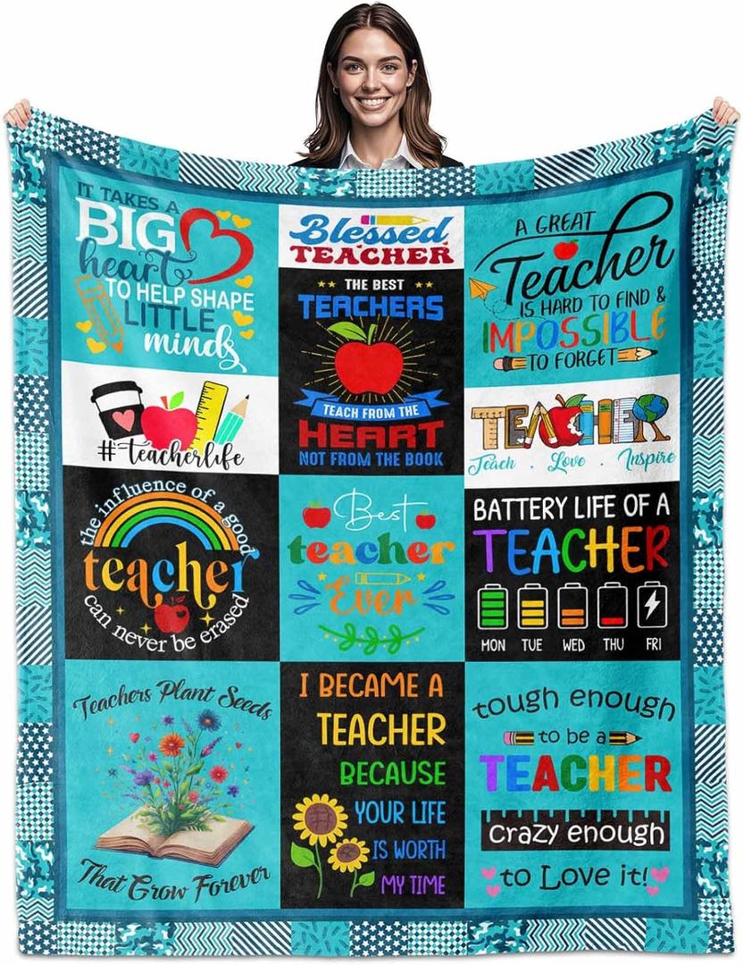 Teachers Gifts for Women, Unique Teacher Appreciation Gifts Idea, Best Teacher Ever Gift Blanket 60"X50", Teachers' Day