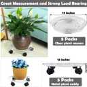 5 Packs Large Metal Plant Caddy with Wheels 13" Heavy-Duty Wrought Iron Rolling Plant Stands with Casters Plant Dolly Roller Base for Indoor and Outdoor Plant Pot Movers Coasters, White