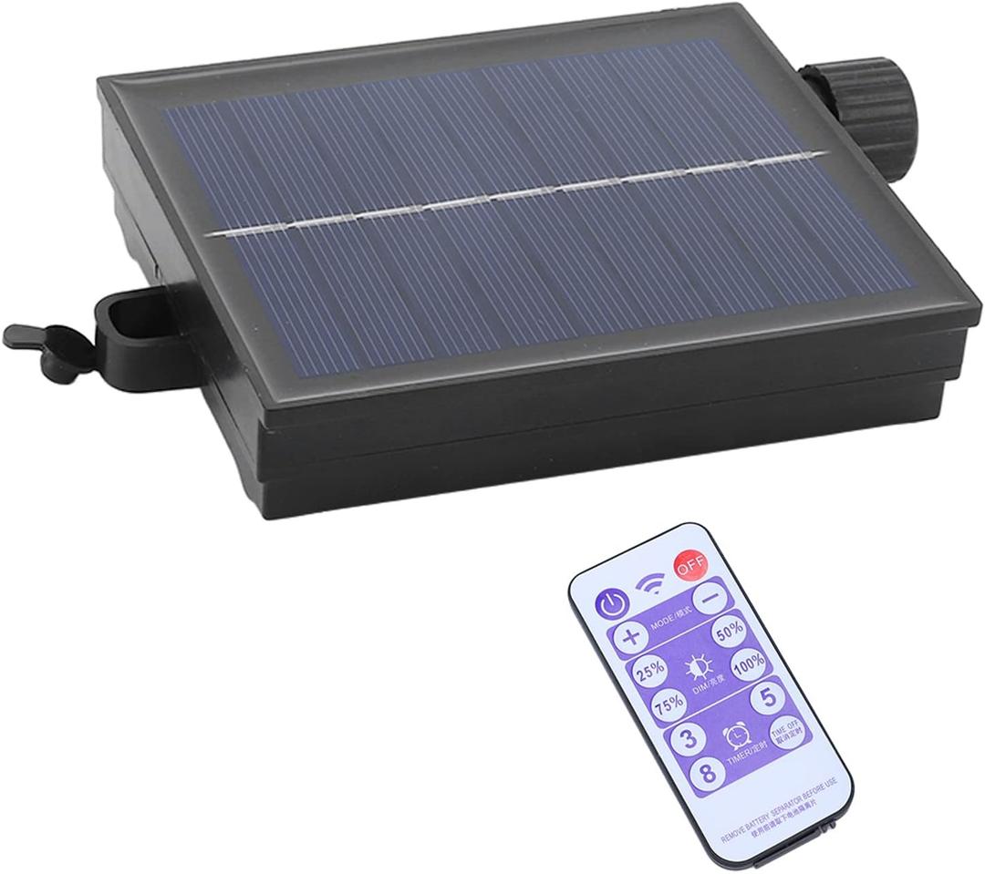 Diydeg Replacement Solar Panel, Automatic Waterproof Adjustable Solar String Light Control Box with Remote Control, Solar Lamp String Circuit Board (Output Flat Pressure 3V)