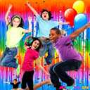 4 Pack 3.2Ft x 8.2Ft Rainbow Foil Fringe Curtain Backdrop, Metallic Tinsel Foil Fringe Streamers Curtains Background for Photo Booth, Birthday, Wedding, Disco, Bachelorette, Christmas Party Decoration (Macaron Dark Rainbow)