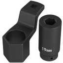 Moker 50mm Crankshaft Crank Pulley Wrench Holder for Honda and Acura Engines (with 19mm Harmonic Balancer Socket), 3 Times Momentum Power of Standard Impact Sockets, Counter-Weighted Socket Tools