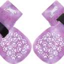 EXPAWLORER Anti Slip Dog Socks to Prevent Licking Paws, Dog Shoes for Hot Pavement, Dog Booties for Small Medium Large Senior Dogs, Traction Control Dog Boots & Paw Protectors for Hardwood Floors (Small (4 Count), Tie-dye PurpleWhite)