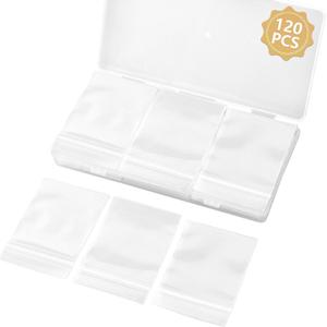 120 PCS Small Plastic Bags for Jewelry, 2" x 2.76" Resealable Clear Poly Baggies, 2.4 Mil Mini Zip Bags for Small Business, Storage, Gifts, Candy, Screws