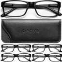 Gaoye Reading Glasses Blue Light Blocking, Readers for Women Men Anti Glare Filter Lightweight Spring Hinge Eyeglasses (5pack Light Black with Case, 1.25)