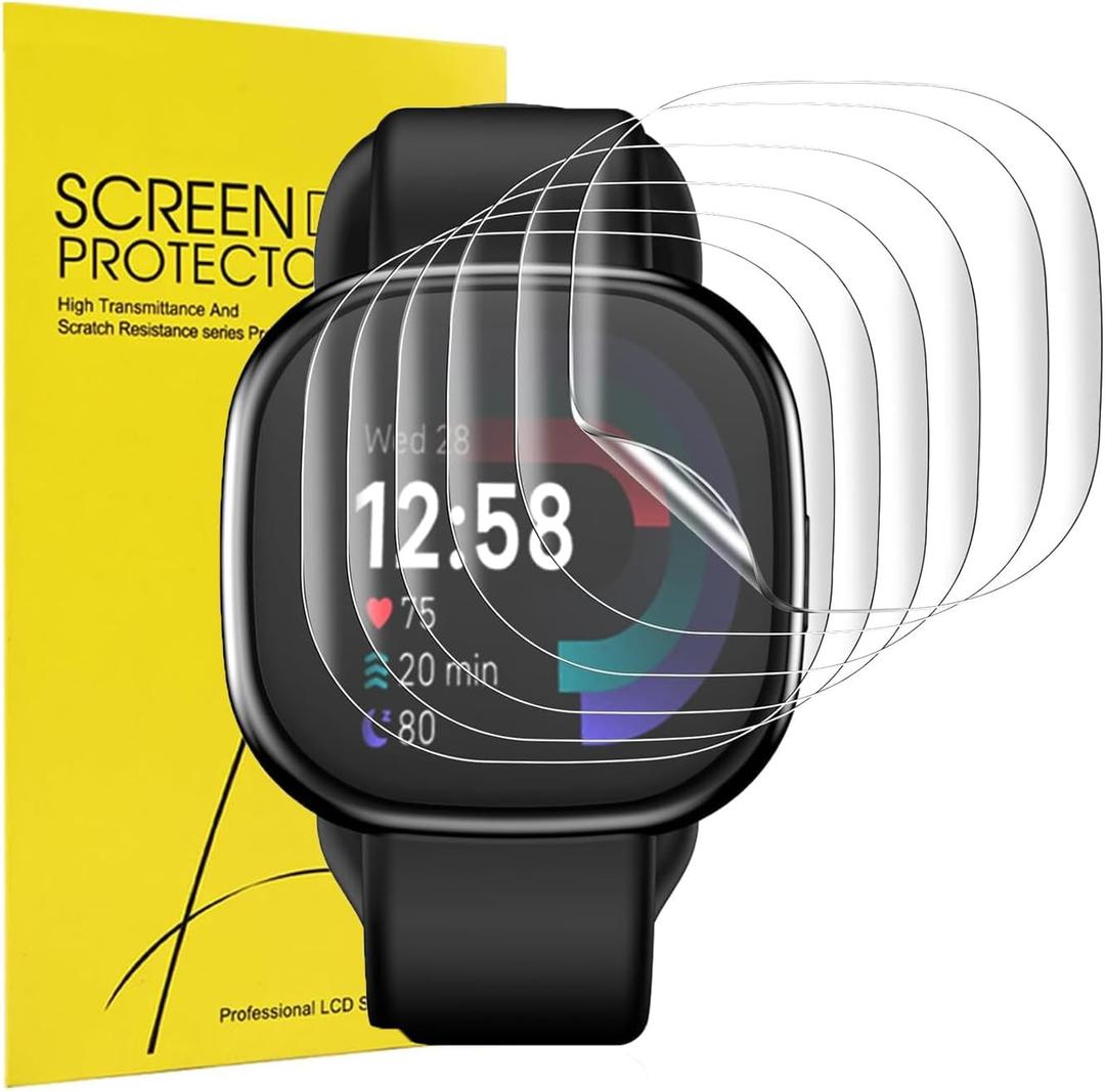 6 Pack Anti-Scratch Film for Fitbit Versa 4 Screen Protector, TPU Flexible Film Cover for Fitbit Sense 2/Versa 4, HD Clear Case Protective Compatible for Fitbit Versa 3/Sense Smartwatch