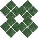 16PCS 20"x20" Artificial Boxwood Panels Topiary Hedge Plant UV Protected Faux Grass Wall Greenery Mats for Outdoor Garden Fence Backyard and Indoor Home Wedding Decoration, Dark Green
