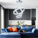 3-Ring Crystal Pendant Light, Adjustable LED, Cool White, 7.9"*11.8"*15.7"