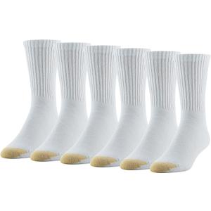 GOLDTOE Men's Cotton Blend Athletic Crew Socks, 6-pairs (Large, White)