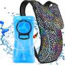 Rave Hydration Pack, Hydration Backpack with 2L Hydration Bladder, Festival Essential Water Backpack for Hiking, Running, Cycling, and Music Festivals (Dazzling-Black)