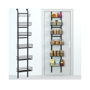 6-Tier Over the Door Pantry Organizer,Cabinet Door Organizer,Kitchen Pantry Door Organizers and Storage,Over the Door Spice Rack,Behind the Door Storage,Door Hanging Organizer,Black
