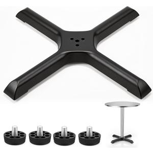 Sintuff 22" x 22" Commercial Restaurant Table Base, Black Cast Iron X-Base with Anti-Slip Feet, Heavy Duty Pedestal for 24-36" Round or Square Table Tops, Base Only