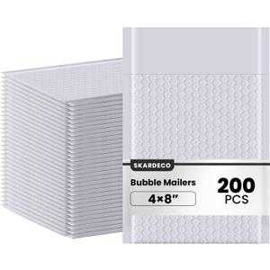 Bubble Mailers 4x8inch 200Pack Grey Bubble Mailers Self-Seal Padded Mailing Envelopes Bubble Opaque Padded Mailer for Small Businesses to Package and Mail Jewelry Cosmetics#000whitegrey