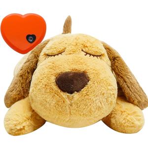 HonourHope Dog Heartbeat Toy (Dog Yellow, Medium) - Plush Pet Calming Toy with Simulated Heartbeat and Heat for Anxiety Relief, Behavioral Training Aid for Puppy Dog Cat