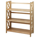 Casual Home Montego 3-Shelf Folding Bookcase, Natural , 27.5" Wide