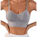 SOLY HUX Women's Lace Trim Adjustable Spaghetti Strap Wireless Cami Bras (Gray, M)