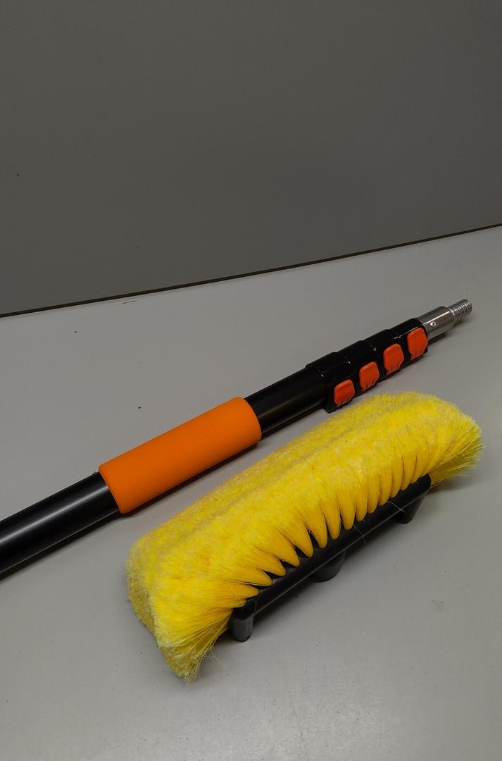 LAANPOLE 12FT Car Wash Brush with Long Handle, Car Cleaning Brush with 12 Inch Soft Bristle, Solar Panels Cleaner with Telescoping Pole for RV, Truck, Boat, House Siding