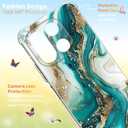 for oneplus 15 Case 5G [Buffertech Military-Grade Drop Protection] [Anti Peel Off Tech] Clear TPU Marble and Flowers Bumper Phone Case Cover Design (Green Gold)