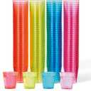 MATANA 150 Neon Plastic Shot Glasses (1oz), Party Shot Cups for Wine Tasting, Condiments, Sauce, Jello Shots & More - Sturdy & Reusable